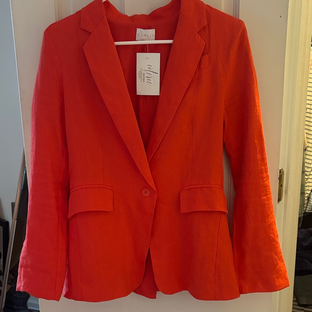 NWT linen blend Karlie Vibrant coral Women's Blazer